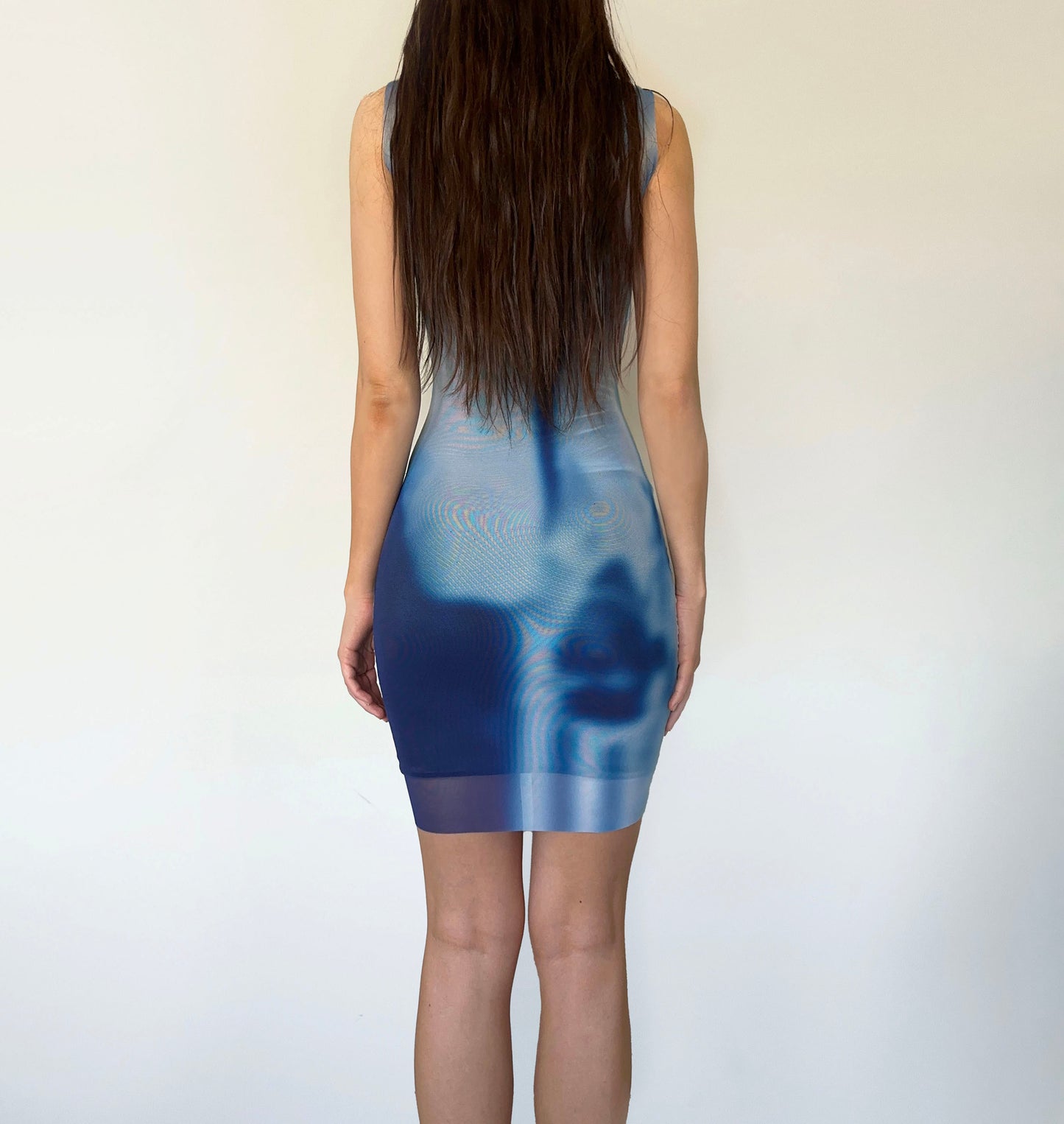 BLUE MESH DRESS - sleeveless